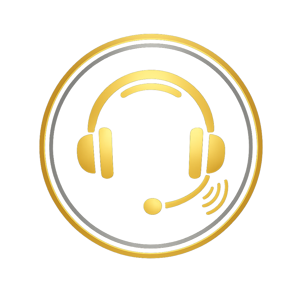 Gold headset icon representing Paver Sealing Academy hotline support